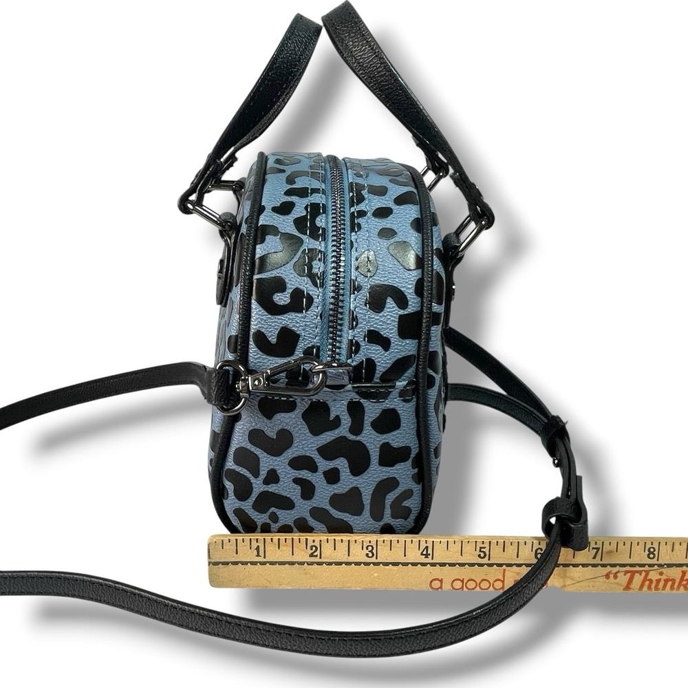 Von Dutch Blue Cheetah Blueberry Crush Mini Bowling Bag Y2K Style Vegan Crossbod - Picture 11 of 16